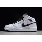 Air Jordan 1 Mid GS White/Black-Purple 555112-138