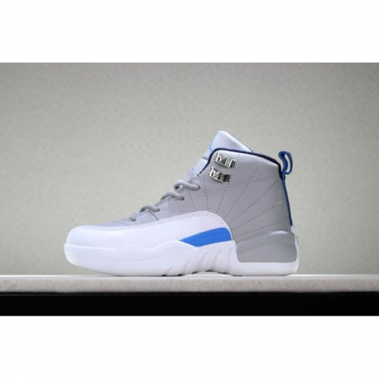 Kid's Air Jordan 12 Wolf Grey/University Blue-White For Sale - Click Image to Close