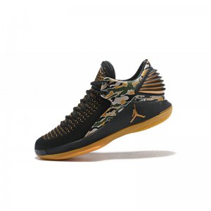 New Air Jordan 32 XXXII Low "Camo" Black/Metallic Gold-White AH3