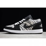 2020 New Air Jordan 1 Low Black Zebra Black White 55356-057