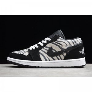 2020 New Air Jordan 1 Low Black Zebra Black White 55356-057